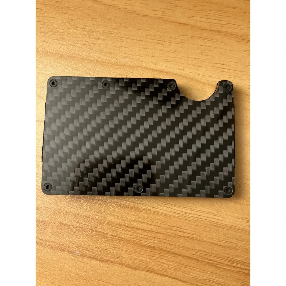 Carbon Fiber Minimalist Wallet with Money Clip RFID Blocking Black Mens Slim